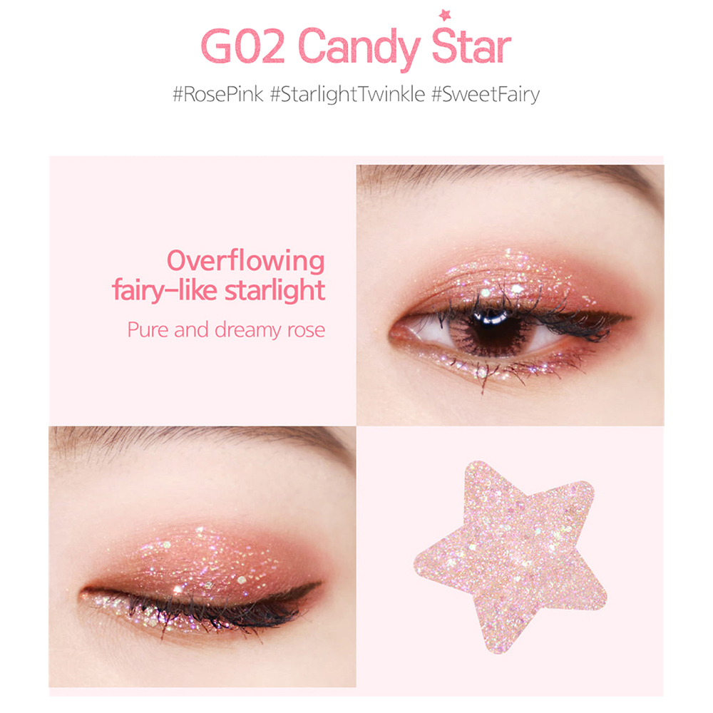 Black Rouge Pearlvely I Glitter – Fard de Pleoape Sclipitor G02 Candy Star | Efect Glam și Strălucire Intensă