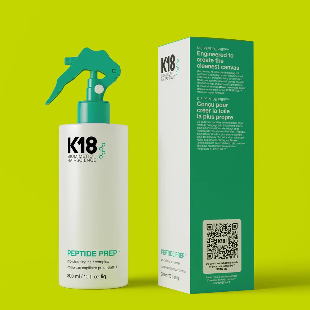 K18 Peptide Prep Spray Chelator pentru Par - Demineralizare Intensiva si Stralucire Vibranta, 300 ml