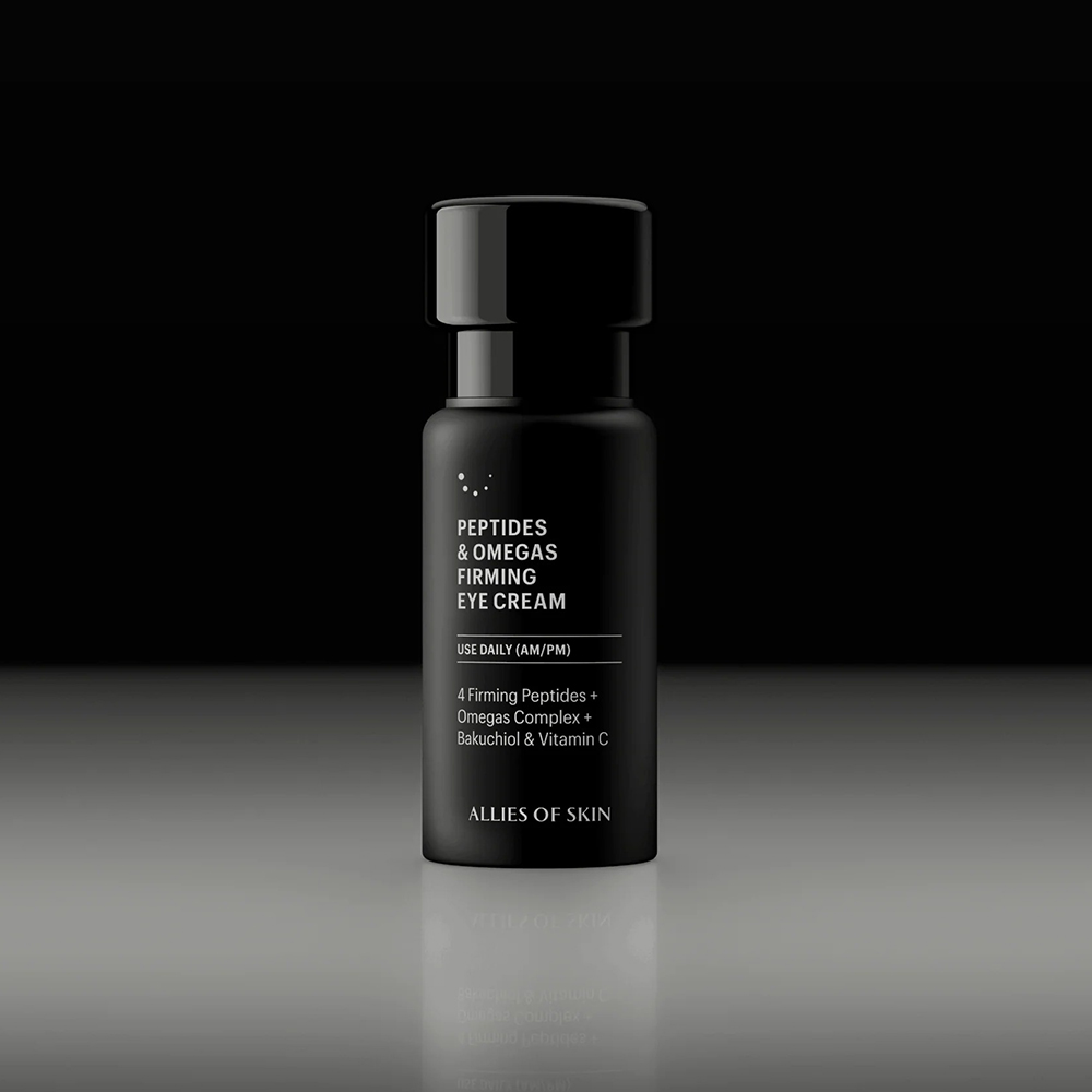 ALLIES OF SKIN Peptides and Omegas Firming - crema contur ochi formulata cu Matrixyl si Bakuchiol, care contribuie la fermitatea zonei ochilor si la imbunatatirea aspectului liniilor fine, picioarelor de gasca, ridurilor din coltul interior si liniilor de deshidratare - 15 ml