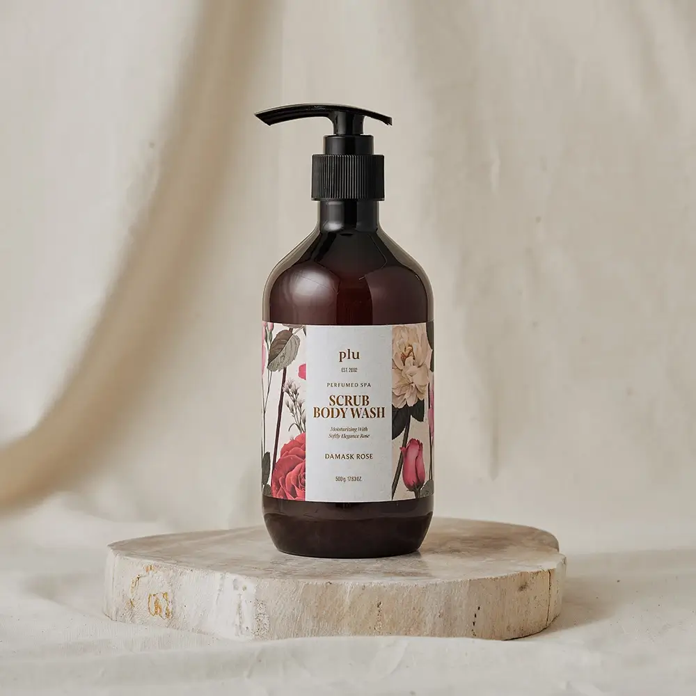 PLU Perfumed Spa Gel de dus exfoliant Damask Rose - Exfoliere delicata si hidratare intensa cu acid hialuronic si vitamine, 500 gr