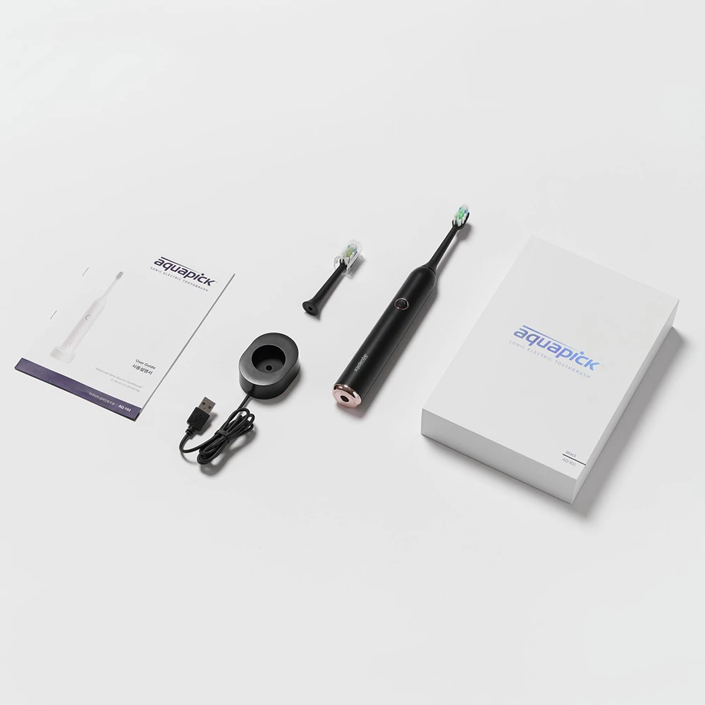 Aquapick AQ-102 Periuță de Dinți Electrică Sonică – Ideală pentru Copii și Adulți, Nr. 1 în Coreea și Japonia, culoare negru