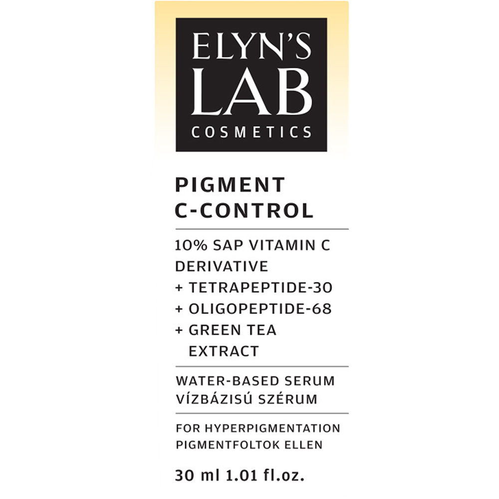 ELYN'S LAB Pigment C-Control 10% SAP Vitamin C - ser de fata formulata cu Sodium Ascorbyl Phosphate si Tetrapeptida-30, care contribuie la iluminarea pielii si la uniformizarea tonusului pielii - 30 ml