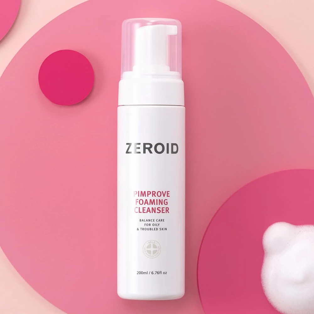 Zeroid Pimprove Foaming Cleanser | Spumă de curățare pentru ten gras și sensibil, 200 ml 