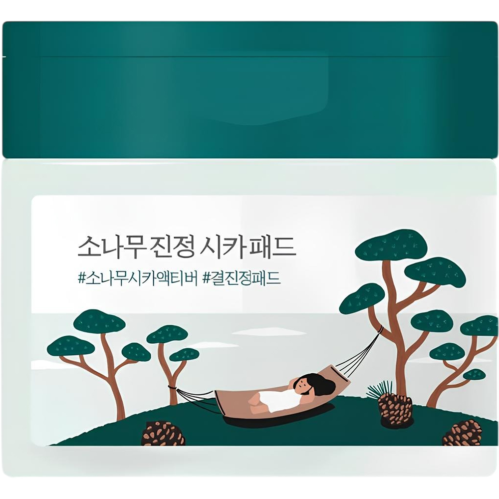 ROUND LAB Pine Calming Cica Pad, 50 buc - dischete formulate cu Centella Asiatica si PHA gluconolactona, care contribuie la exfolierea delicata si la calmarea pielii predispuse la imperfectiuni