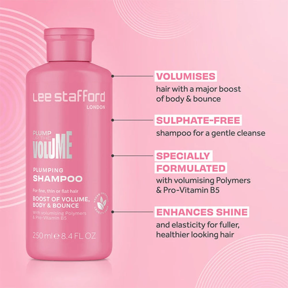 Lee Stafford Plump Up The Volume Sampon pentru Volum si Hidratare 250 ml - Curatare delicata si stralucire naturala, 250 ml