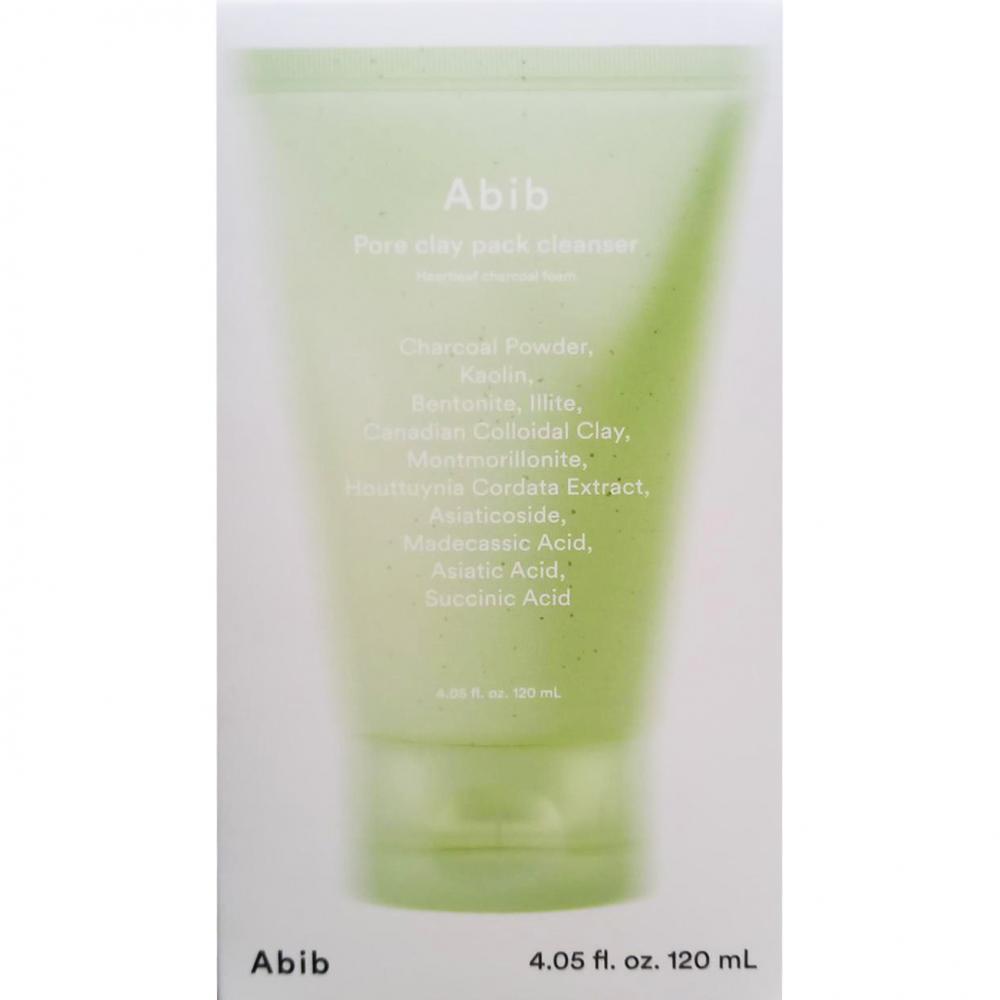 ABIB Pore Clay Pack Cleanser Heartleaf Charcoal Foam, 120 ml - Spuma de curatare formulata cu pudra de carbune si extract de Houttuynia Cordata, care contribuie la curatarea porilor si la absorbtia sebumului