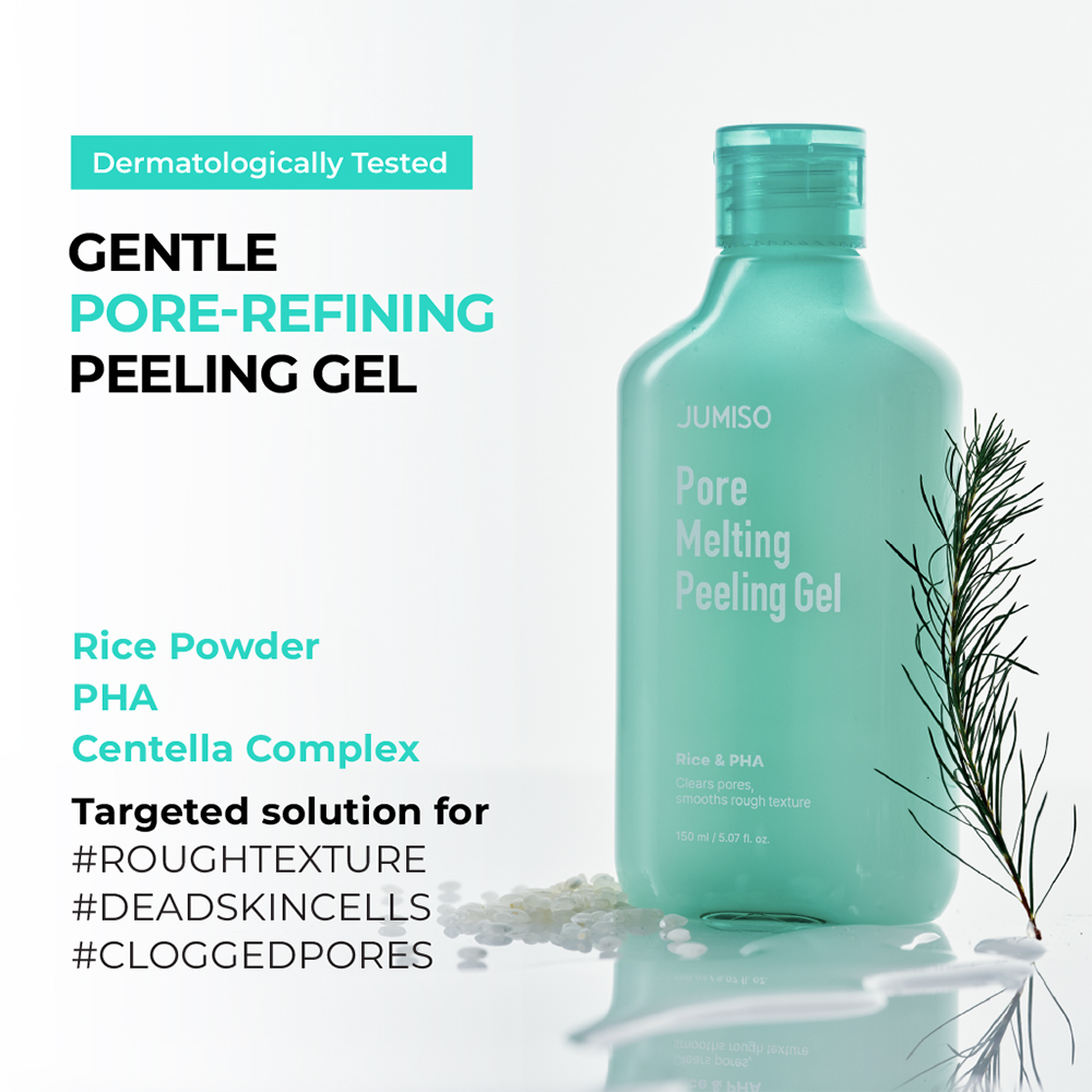 JUMISO Pore Melting Peeling Gel 150 ml - Exfoliant formulat cu gluconolactona si pudra fina de orez, care contribuie la indepartarea impuritatilor si a excesului de sebum si la mentinerea confortului pielii dupa exfoliere