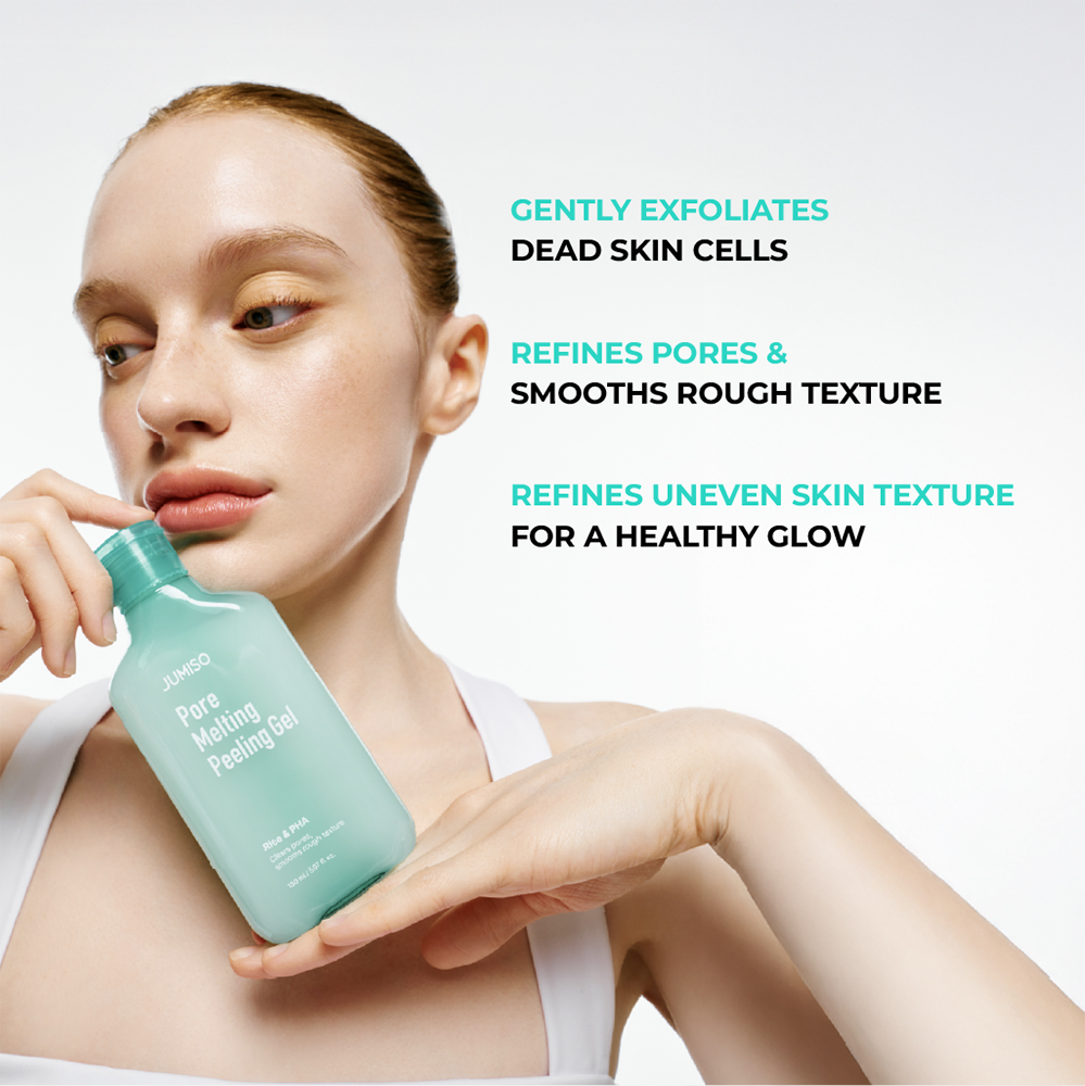JUMISO Pore Melting Peeling Gel 150 ml - Exfoliant formulat cu gluconolactona si pudra fina de orez, care contribuie la indepartarea impuritatilor si a excesului de sebum si la mentinerea confortului pielii dupa exfoliere