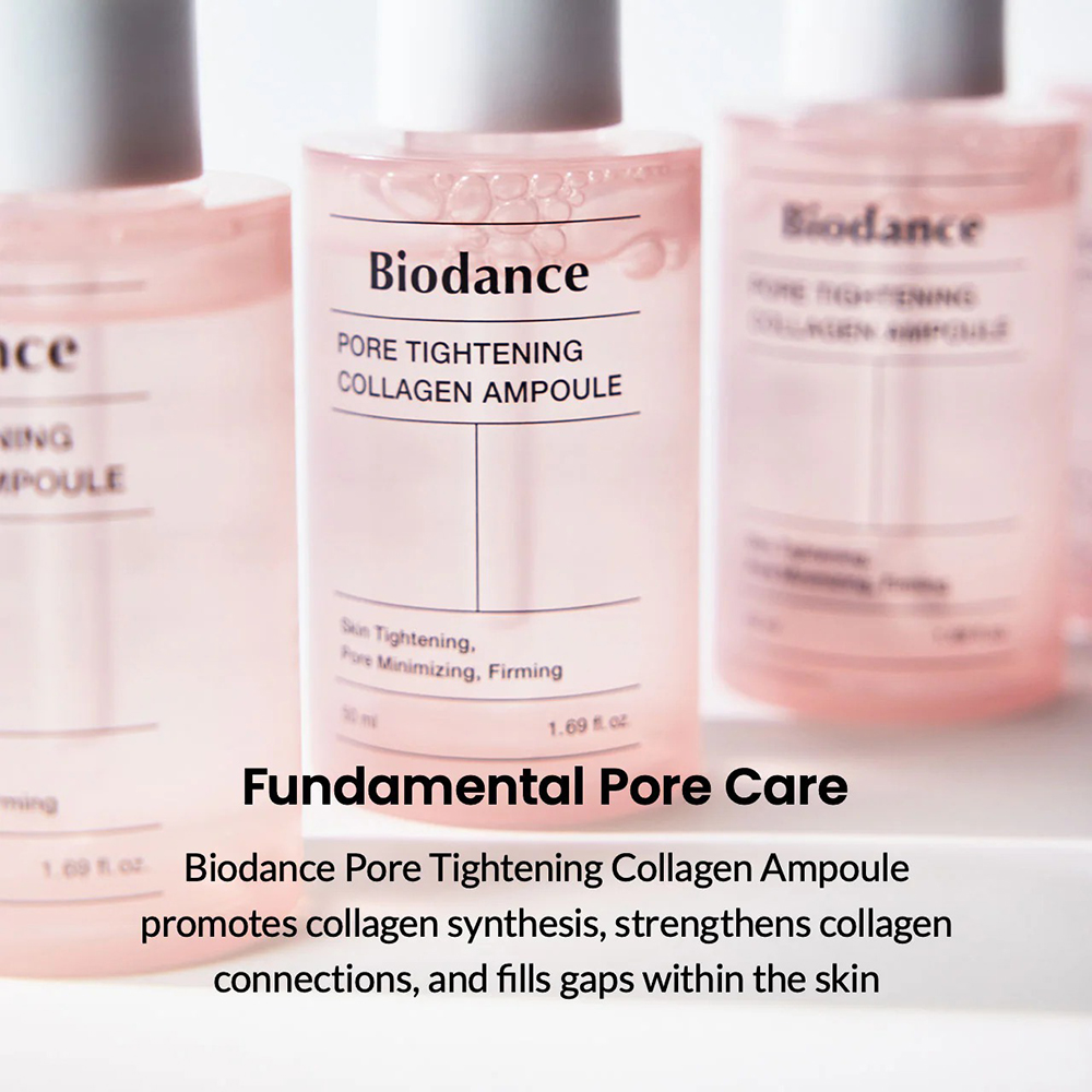 Biodance Pore Tightening Collagen Ampoule – Ser de Față cu Colagen, 50 ml | Micșorare Pori și Fermitate