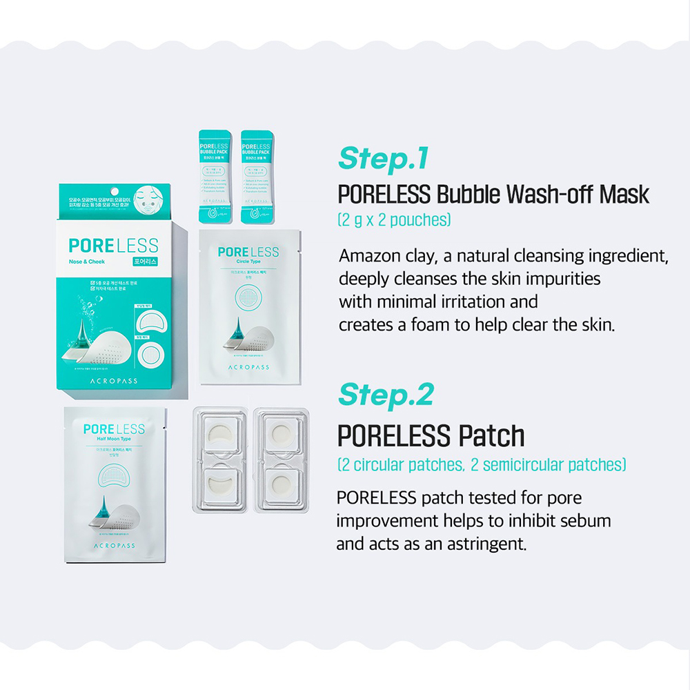 Poreless Plasturi cu micro-ace pentru pori dilatati 4 buc + 2 Bubble Pack 