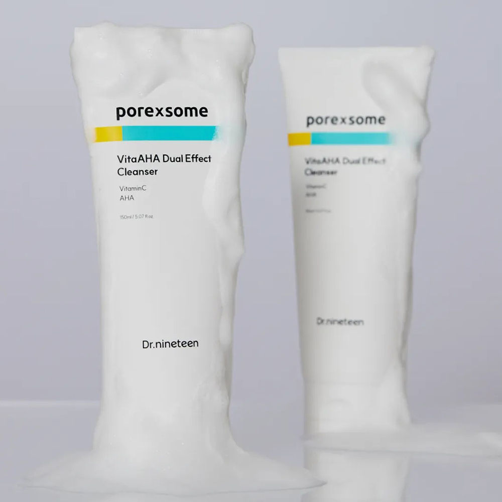 DR.NINETEEN PoreXsome VitaAHA Dual Effect Cleanser, 150 ml - Exfoliant formulat cu AHA si vitamina C, care contribuie la indepartarea celulelor moarte