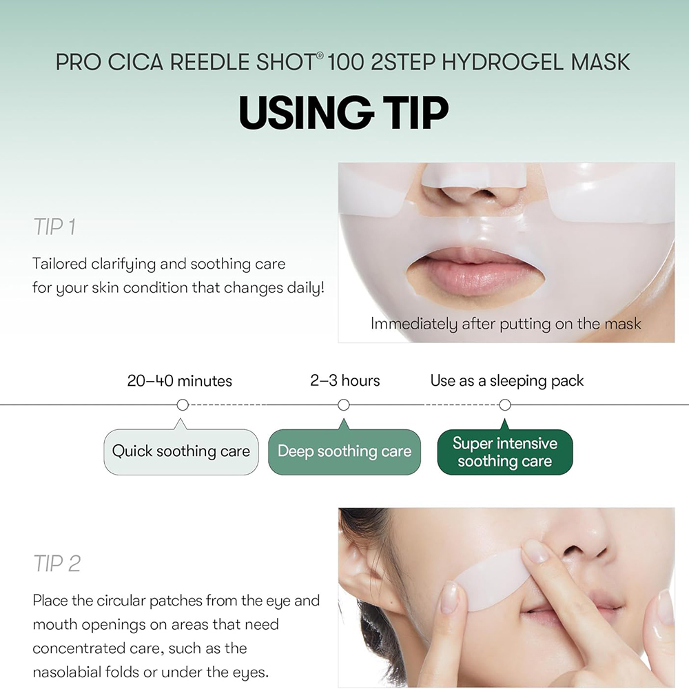 VT COSMETICS Pro Cica Reedle Shot 100 2 Step Hydrogel Mask masca de fata - hidratare si calmare, 33 gr