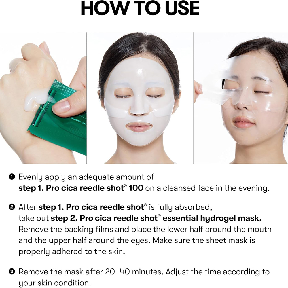 VT COSMETICS Pro Cica Reedle Shot 100 2 Step Hydrogel Mask masca de fata - hidratare si calmare, 33 gr