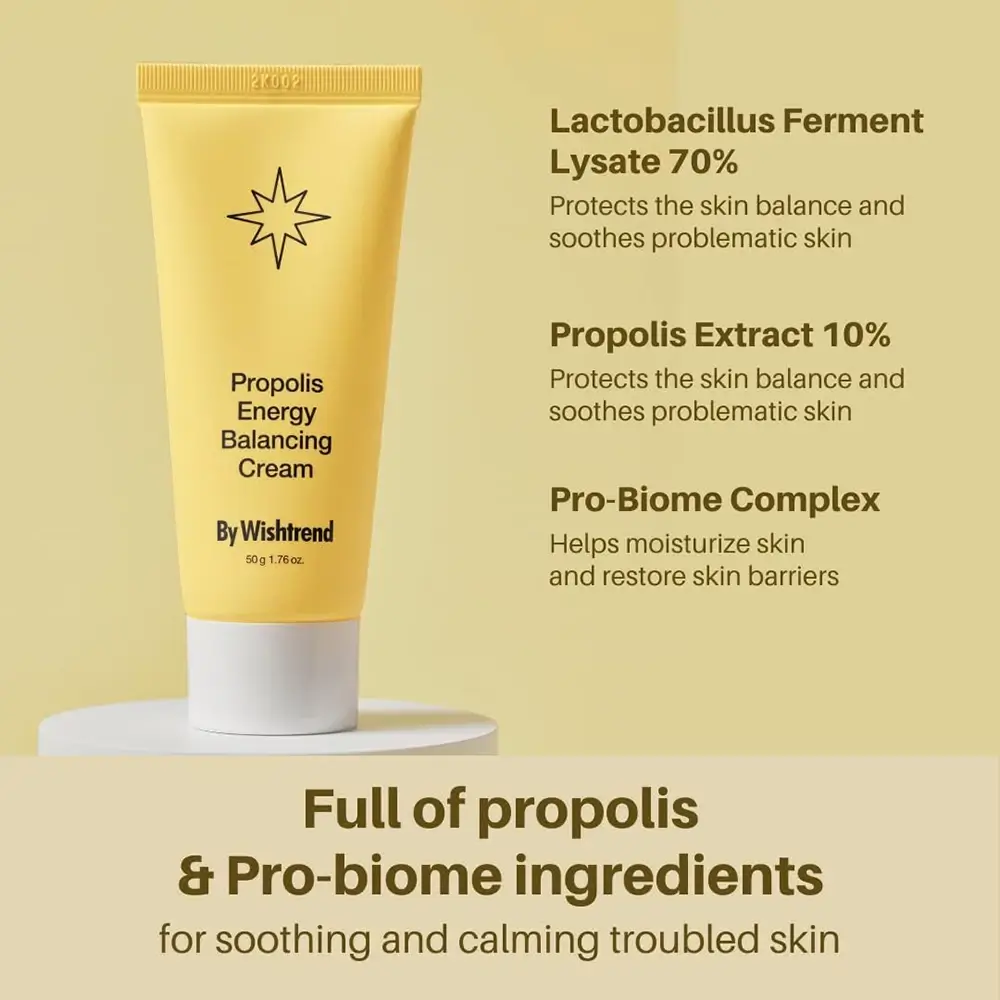 By Wishtrend Propolis Energy Crema pentru fata - Calmanta si hidratanta cu propolis si probiotice, 50 ml