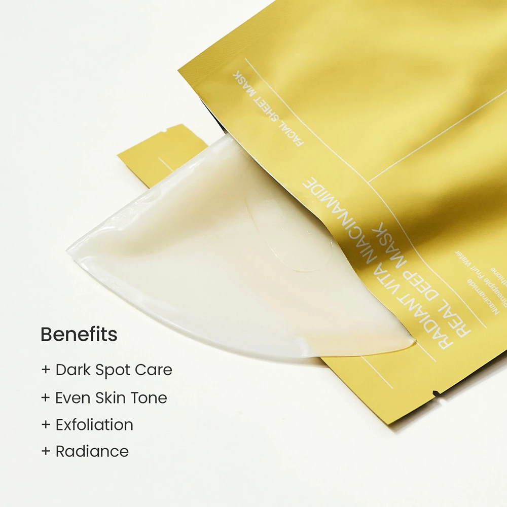 BIODANCE Radiant Vita Niacinamide Real Deep Mask Sheet masca de fata - uniformizare si hidratare si luminozitate, 34 gr