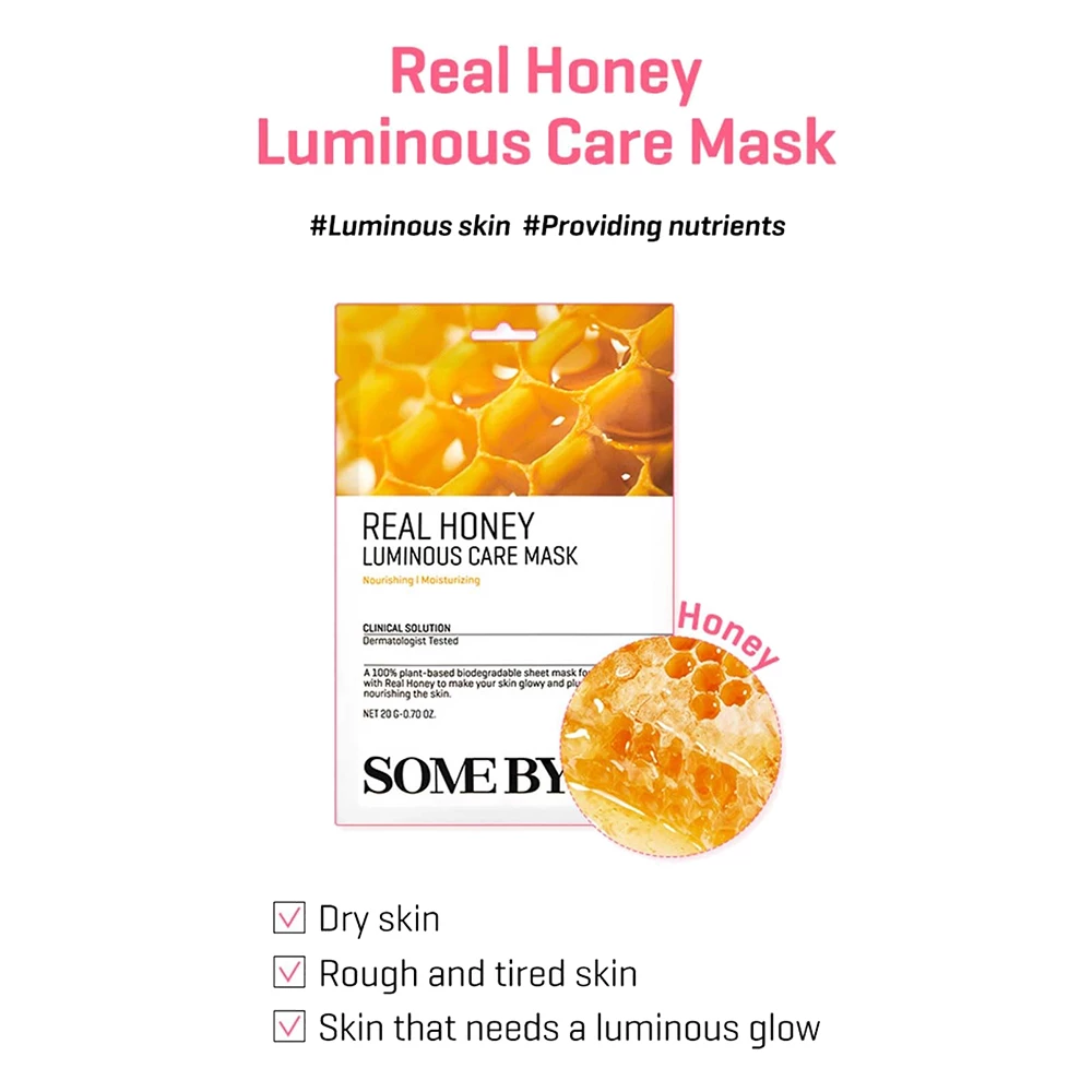SOME BY MI Real Honey Luminous Care Mask masca de fata - hidratare si luminozitate, 20 gr