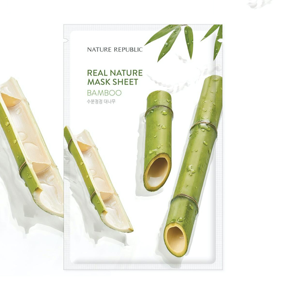 Nature Republic Real Nature Bamboo Mask Sheet – Mască de față hidratantă și calmantă cu extract de bambus, 23 g