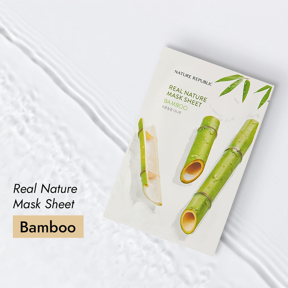 Nature Republic Real Nature Bamboo Mask Sheet – Mască de față hidratantă și calmantă cu extract de bambus, 23 g