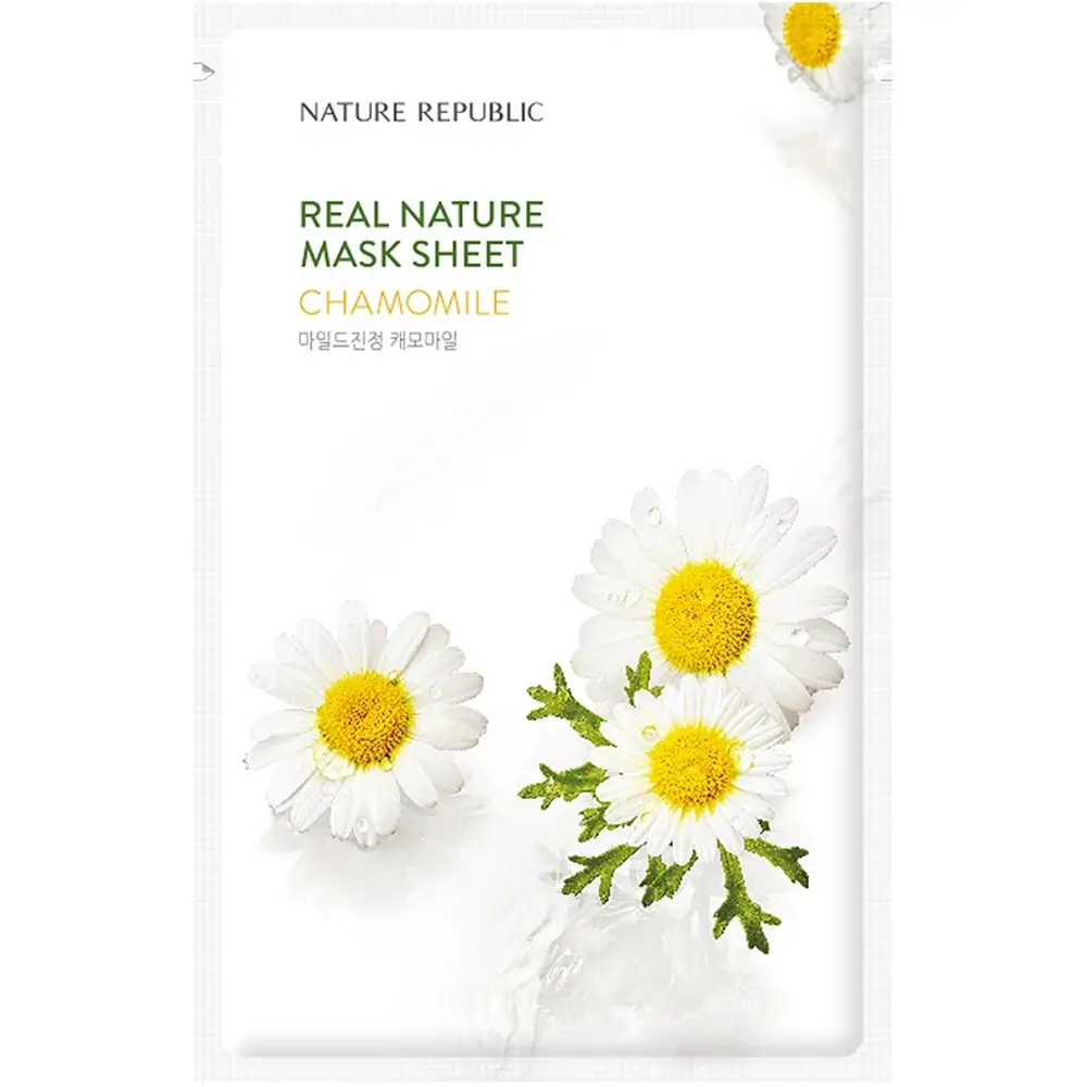 NATURE REPUBLIC Real Nature Masca de fata cu musetel Calmanta - Hidratare Profunda si Calmarea Tenului Sensibil, 23 gr