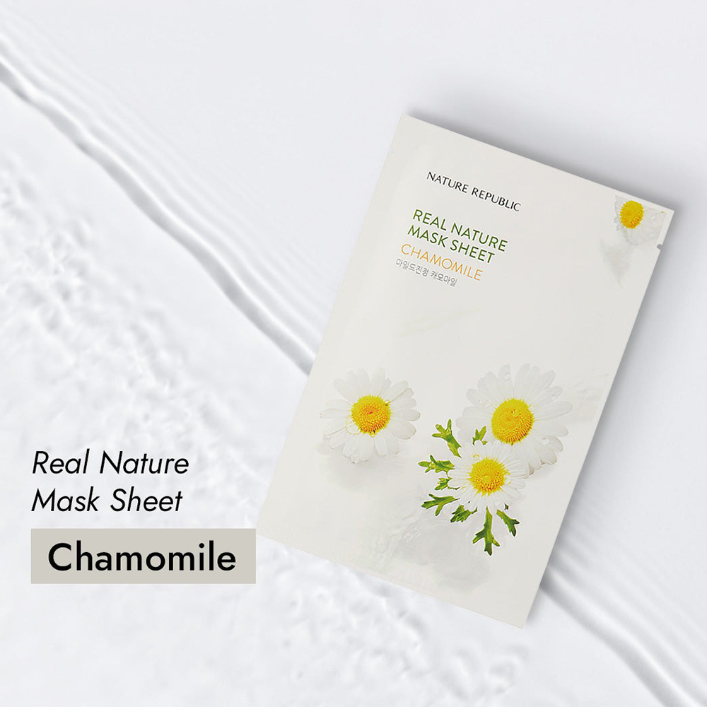 Nature Republic Real Nature Chamomile Mask Sheet – Mască de față calmantă și hidratantă cu mușețel, 23 g