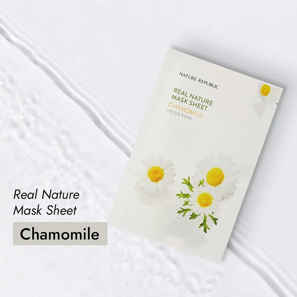 NATURE REPUBLIC Real Nature Masca de fata cu musetel Calmanta - Hidratare Profunda si Calmarea Tenului Sensibil, 23 gr