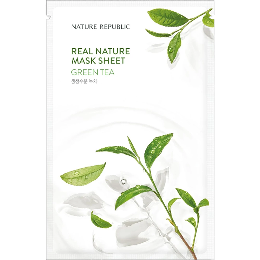 NATURE REPUBLIC Real Nature Masca de fata cu ceai verde - Hidratare Intensiva si Protectie Antioxidanta, 23 gr
