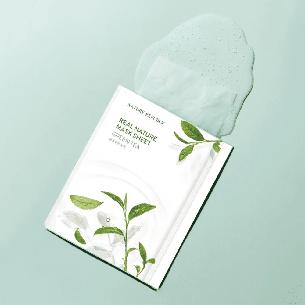 NATURE REPUBLIC Real Nature Masca de fata cu ceai verde - Hidratare Intensiva si Protectie Antioxidanta, 23 gr