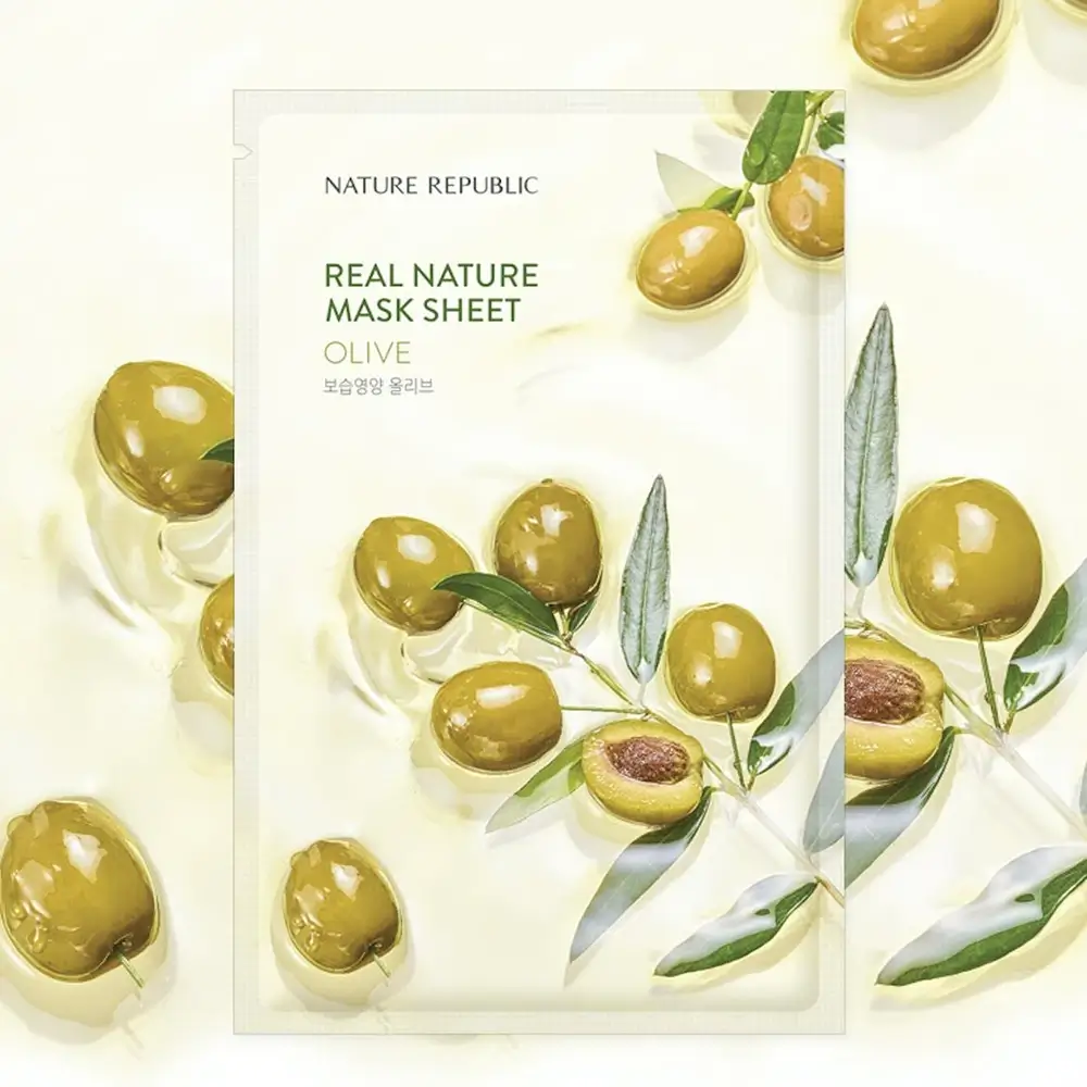 NATURE REPUBLIC Real Nature Masca Hidratanta pentru Fata cu Masline - Nutritie si Hidratare Intensa, 23 ml
