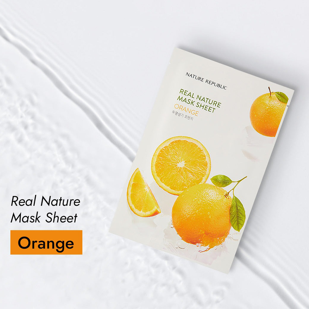 Nature Republic Real Nature – Mască de Față cu Extract de Portocală pentru Strălucire și Hidratare, 23 gr