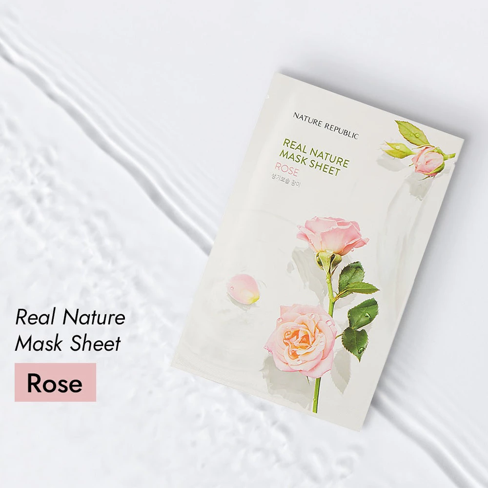 NATURE REPUBLIC Real Nature Masca de fata cu trandafir - Hidratare intensa si efect revitalizant, 23 gr