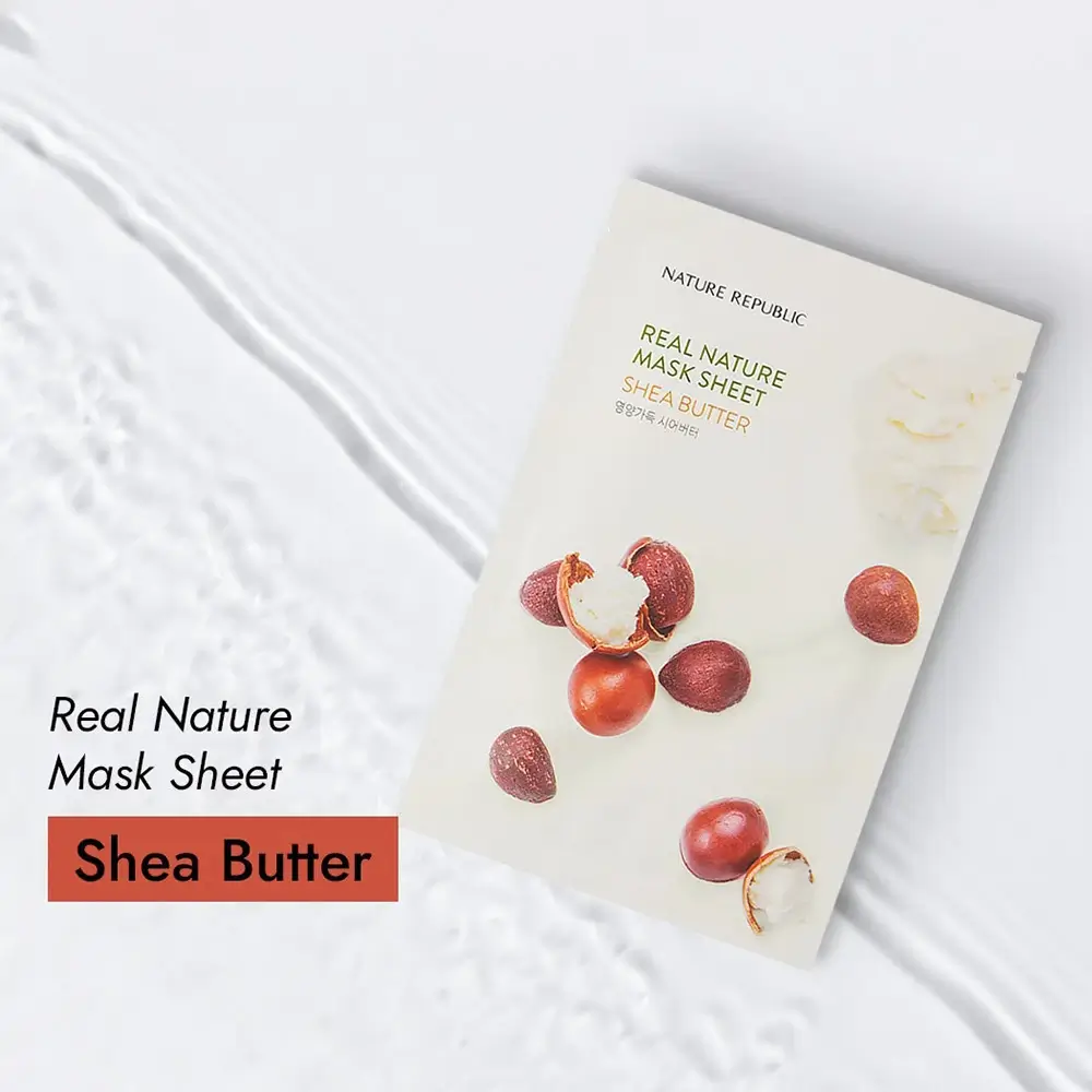 NATURE REPUBLIC Real Nature Masca hidratanta antirid cu unt de shea - Hidratare intensa si efect calmant, 23 gr