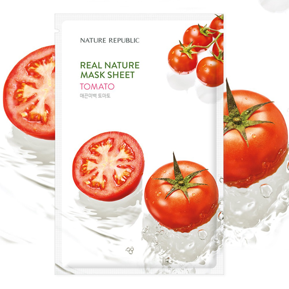 Nature Republic Real Nature Tomato Mask Sheet – Mască de față revigorantă cu extract de roșii, 23 ml