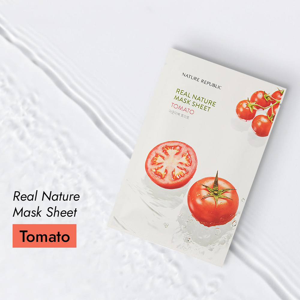 Nature Republic Real Nature Tomato Mask Sheet – Mască de față revigorantă cu extract de roșii, 23 ml