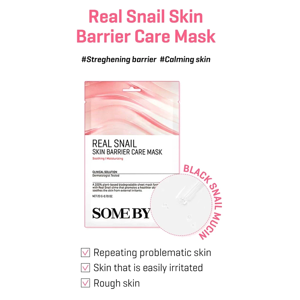 SOME BY MI Real Snail Skin Barrier Care Mask masca de fata - hidratare si regenerare, 20 gr