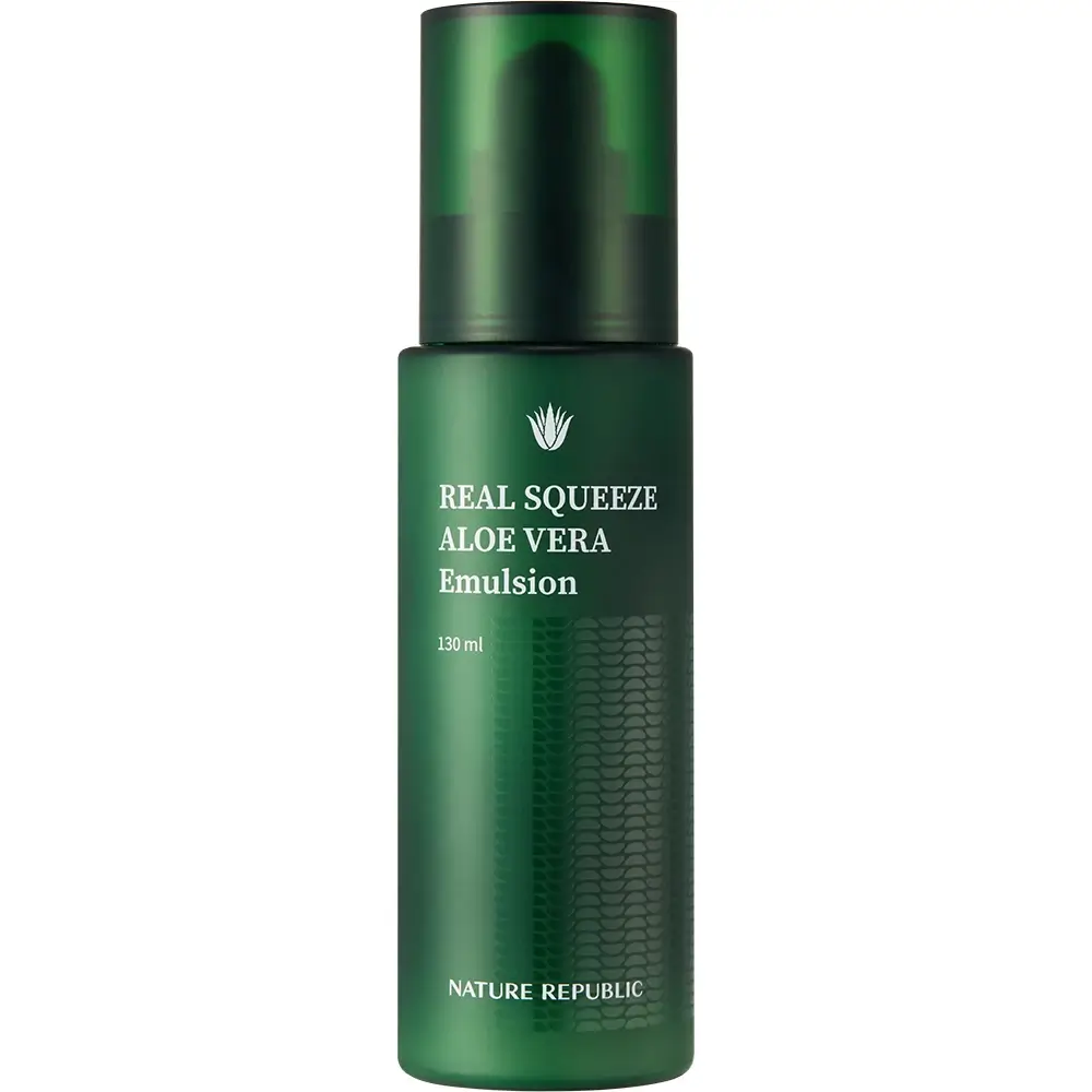 NATURE REPUBLIC Real Squeeze Emulsie Hidratanta cu Aloe Vera - Calmanta si Regeneranta pentru Hidratare si Stralucire, 130 ml