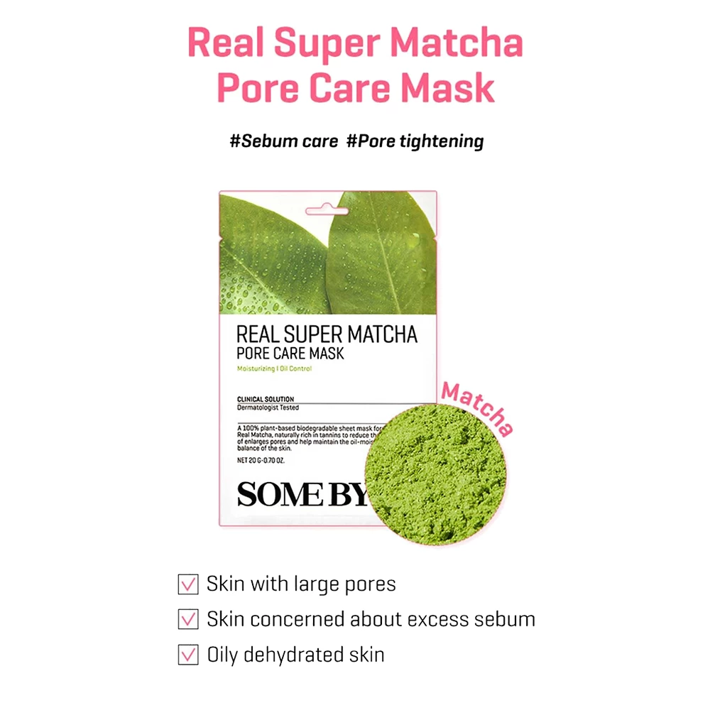 SOME BY MI Real Super Matcha Pore Care Mask masca fata matcha - antioxidanta si purificatoare, 20 gr