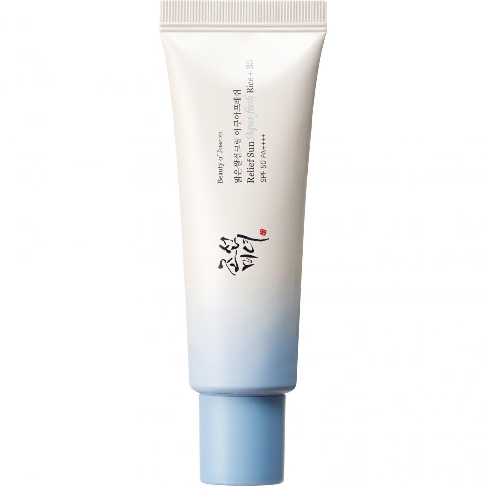 BEAUTY OF JOSEON Relief Sun Aqua-fresh Rice + B5 SPF 50 PA++++ 50 ml - crema de fata formulata cu apa din seminte de orez si pantenol (Vitamina B5), care contribuie la protectia solara si la hidratarea si calmarea pielii, Daily