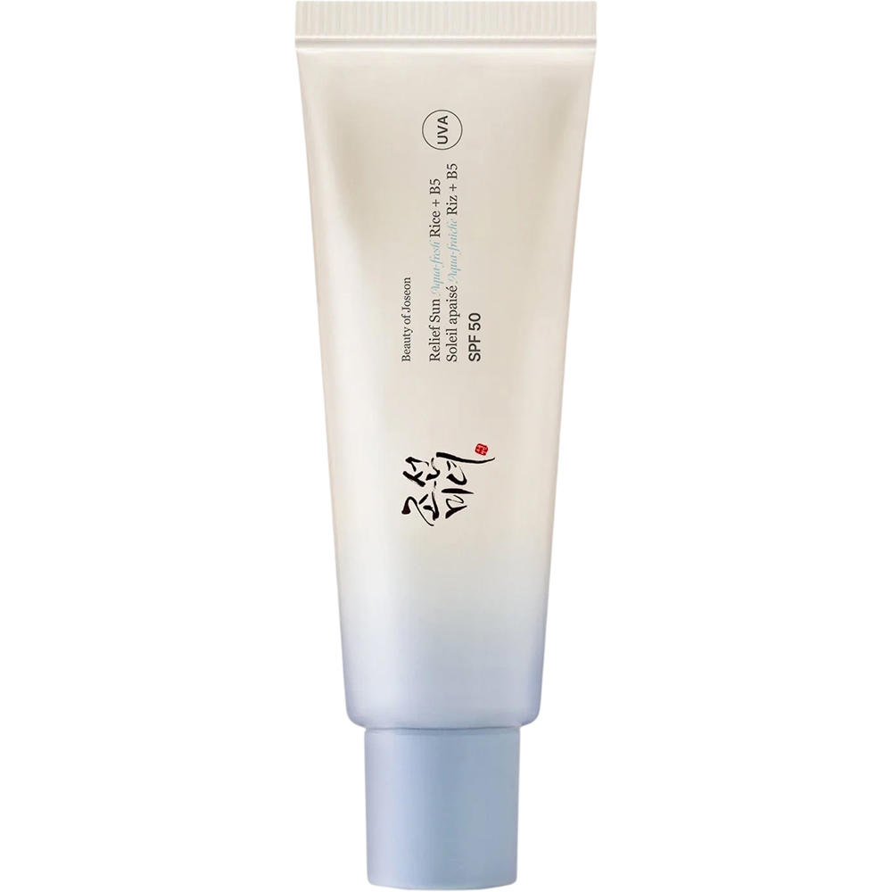 BEAUTY OF JOSEON Relief Sun Aqua-fresh Rice + B5 SPF 50 PA++++ 50 ml - crema de fata formulata cu apa din seminte de orez si pantenol (Vitamina B5), care contribuie la protectia solara si la hidratarea si calmarea pielii, Daily