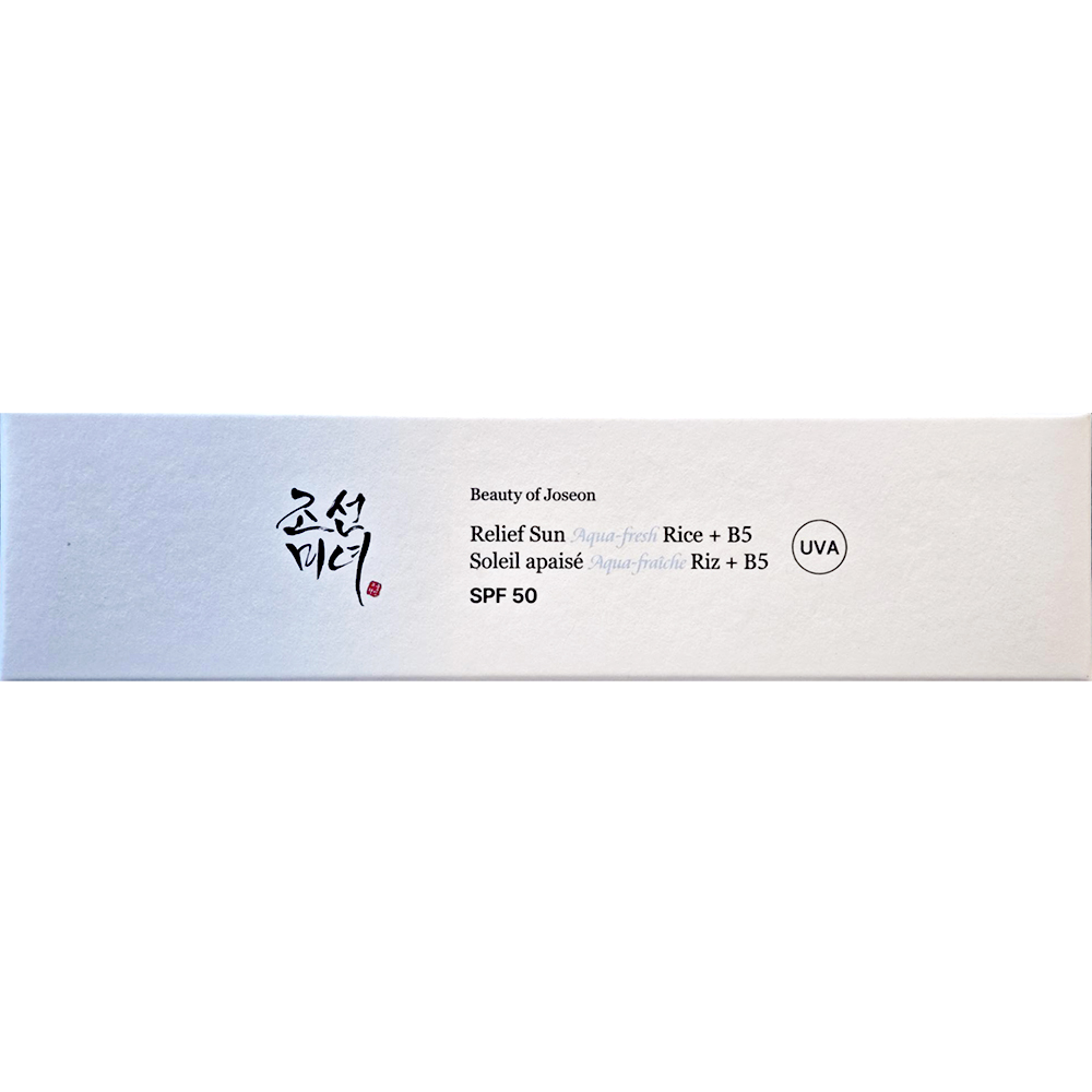 BEAUTY OF JOSEON Relief Sun Aqua-fresh Rice + B5 SPF 50 PA++++ 50 ml - crema de fata formulata cu apa din seminte de orez si pantenol (Vitamina B5), care contribuie la protectia solara si la hidratarea si calmarea pielii, Daily