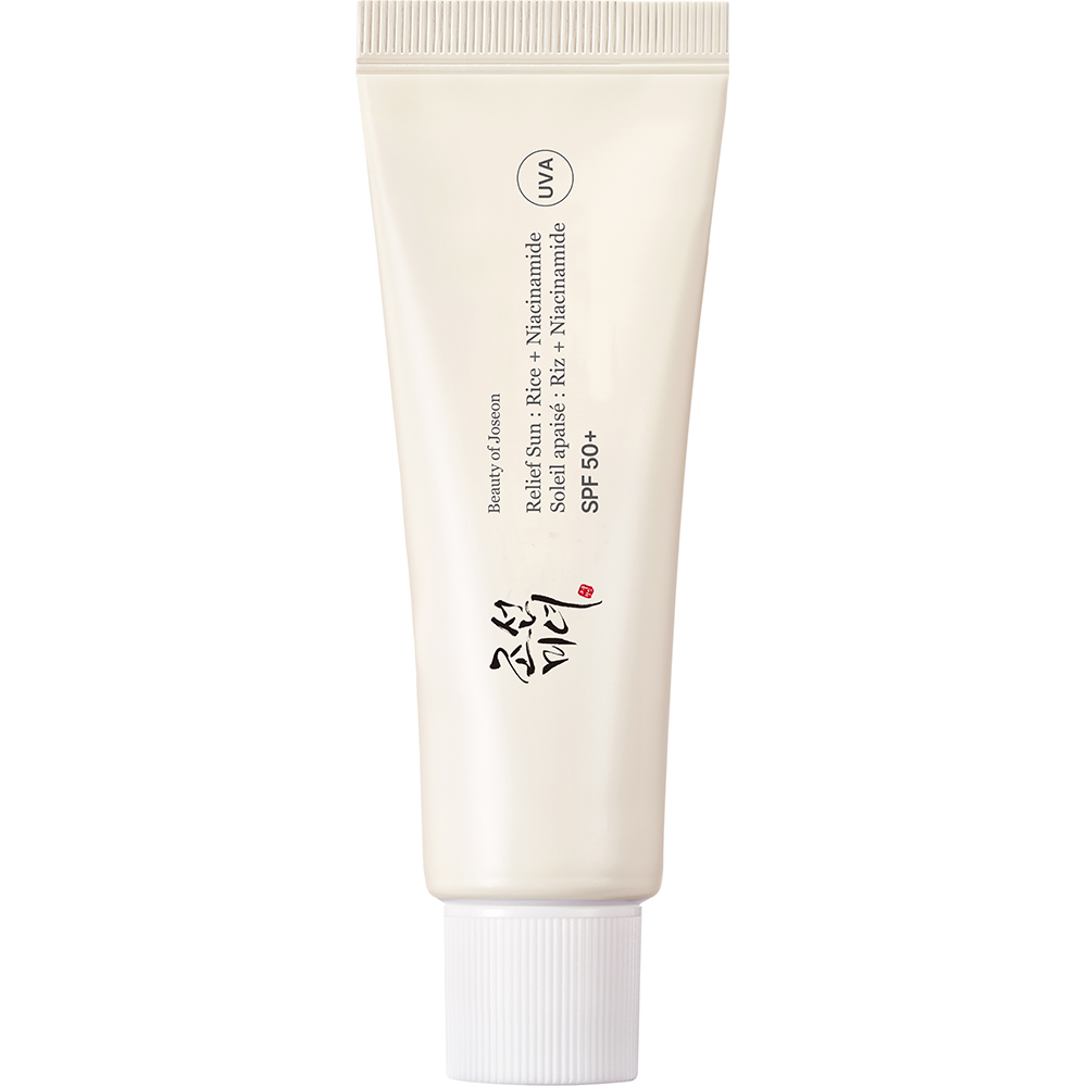 BEAUTY OF JOSEON Relief Sun: Rice + Niacinamide SPF 50+, 50 ml — crema de protectie solara pentru fata formulata cu extract de orez si extracte fermentate din cereale, care contribuie la hidratarea pielii uscate si la calmarea pielii, Daily