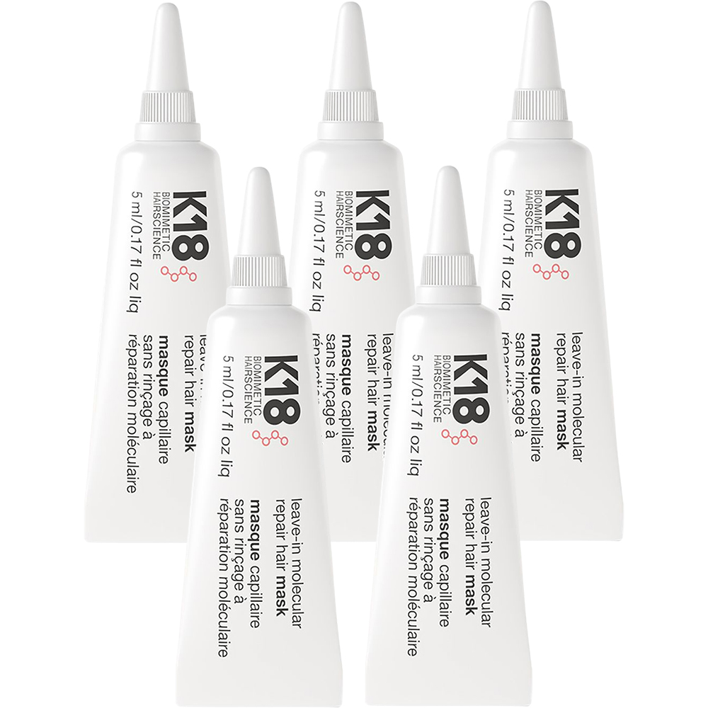 K18 Molecular Repair Leave-In Hair Mask Set – Set de 5 Măști Revitalizante pentru Păr, 5x5ml