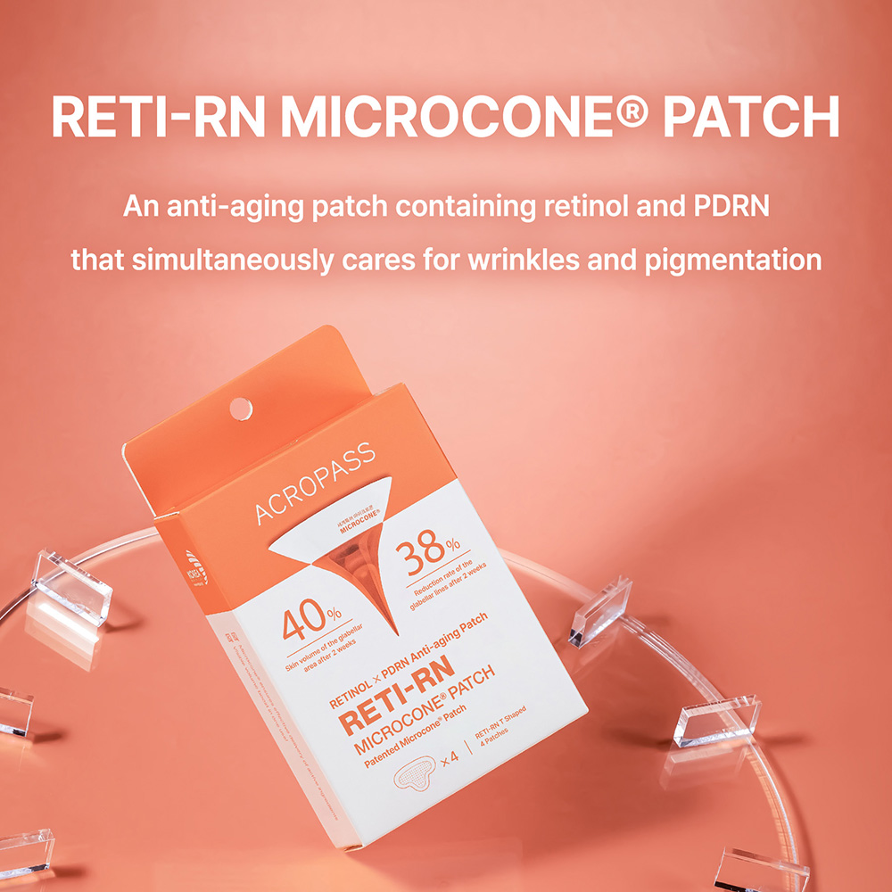ACROPASS Reti-Rn Microcone Patch T-Shape - plasturi formulati cu retinol si PDRN, care contribuie la ingrijirea ridurilor si la imbunatatirea fermitatii pielii - 4 buc