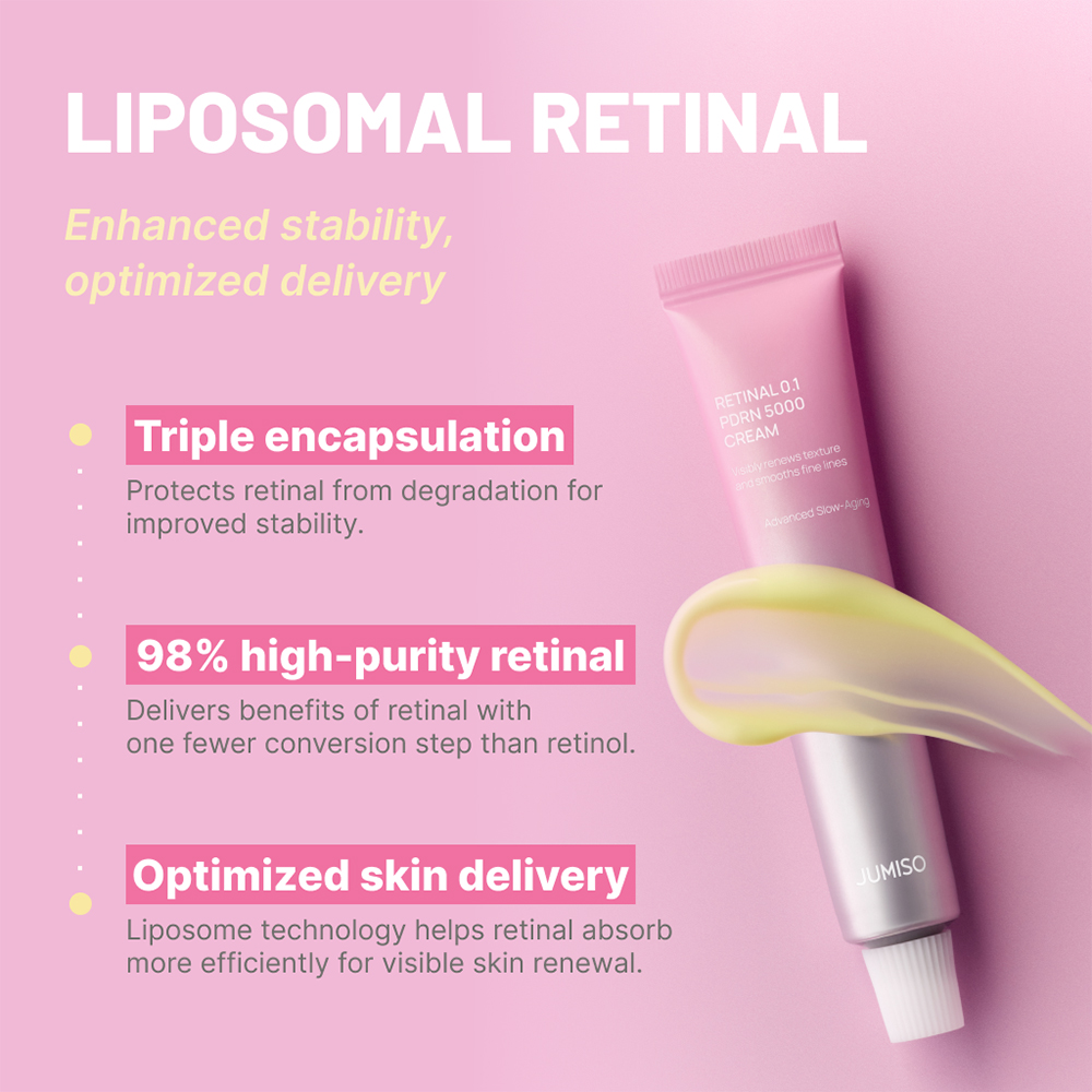 JUMISO Retinal 0.1 PDRN 5000 Cream 50 ml - Crema de fata formulata cu retinal si PDRN, care contribuie la imbunatatirea aspectului ridurilor, al porilor dilatati si al pierderii fermitatii