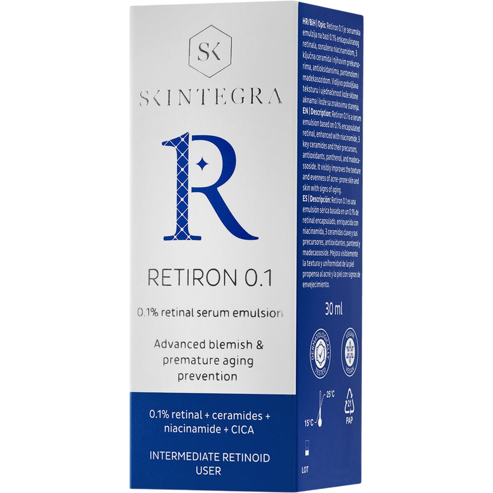 Skintegra Retiron 0.1 – Crema Anti-Aging cu Retinal, Niacinamidă & Ceramide (30 ml) | Regenerare & Hidratare Intensă