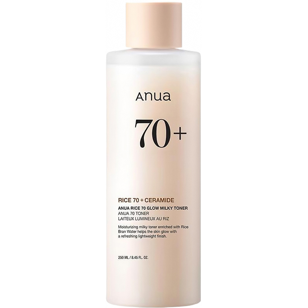 Toner lăptos Anua Rice 70 Glow - Hidratare intensă și strălucire pentru un ten radiant - 250 ml