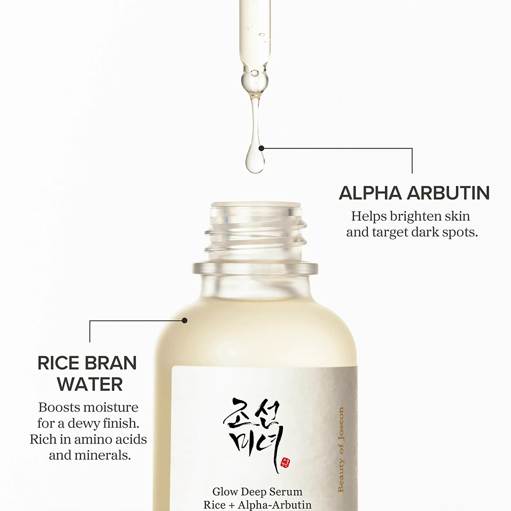 BEAUTY OF JOSEON Rice + Alpha Arbutin Glow Deep - ser de fata formulat cu orez si alpha arbutin, care contribuie la luminozitatea pielii si la estomparea petelor pigmentare - 60 ml