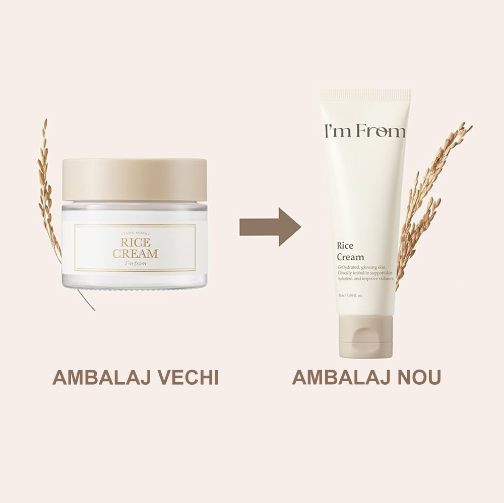 I'M FROM Rice Cream - crema de fata formulata cu ceramida din tarate de orez si acizi grasi, care contribuie la sustinerea barierei cutanate si la metinerea nivelului de hidratare - 50 gr
