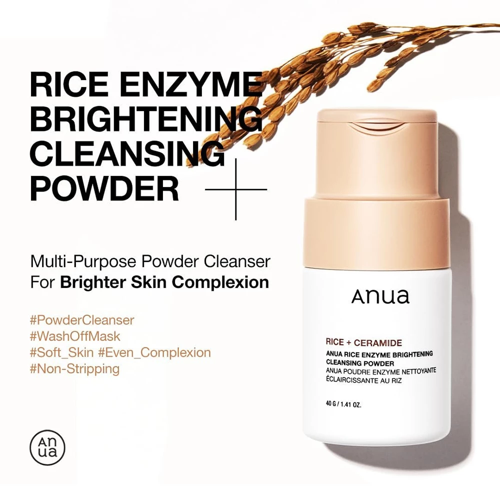 Anua Rice Enzyme Pudra de Curatare Faciala Luminoasa - Exfoliere Delicata si Iluminare Ten, 40 gr