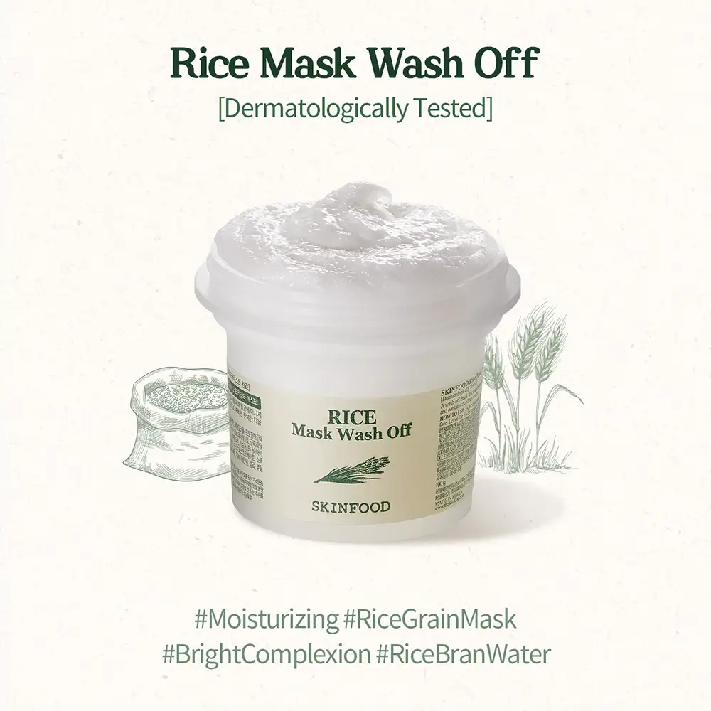 SKINFOOD Rice Mask Masca exfolianta pentru fata Radiant Glow - Exfoliere delicata si hidratare intensa, 100 ml