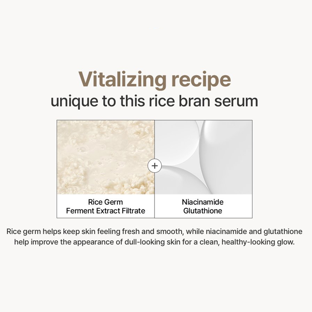 I'M FROM Rice Serum - ser de fata formulat cu extract de ferment de germeni de orez si niacinamida, care contribuie la mentinerea pielii luminoase si la metinerea tenului curat - 30 ml